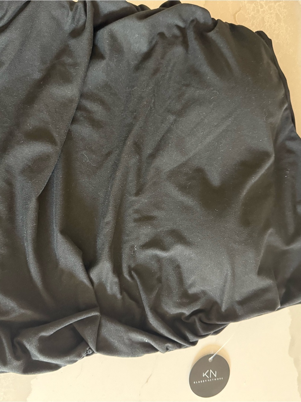 Klassy Network Black Mini Skirt - Sleek Folded Silhouette one shoulder cups